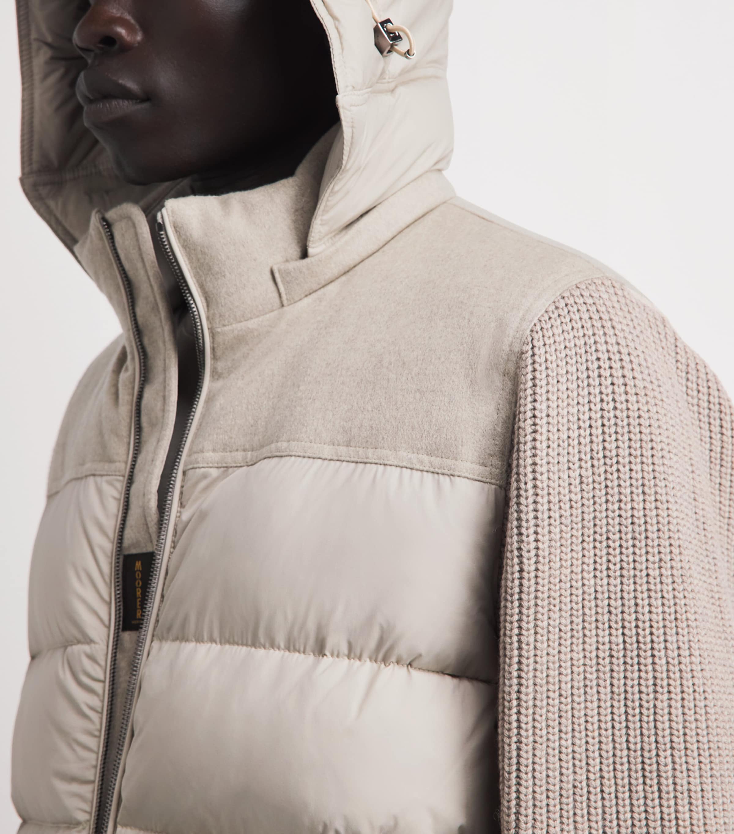 Moorer Mens Down Allori Hybrid Jacket Stone Image 3