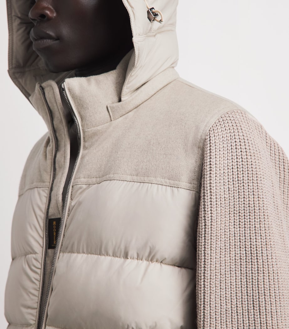 Moorer Mens Down Allori Hybrid Jacket Stone Image 3