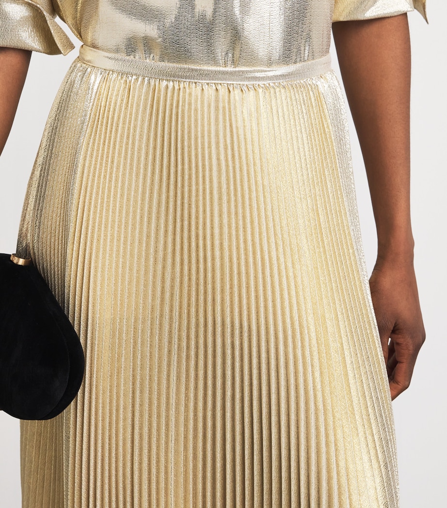 Silk-Blend Lamé Essai Midi Skirt GILT Image 6