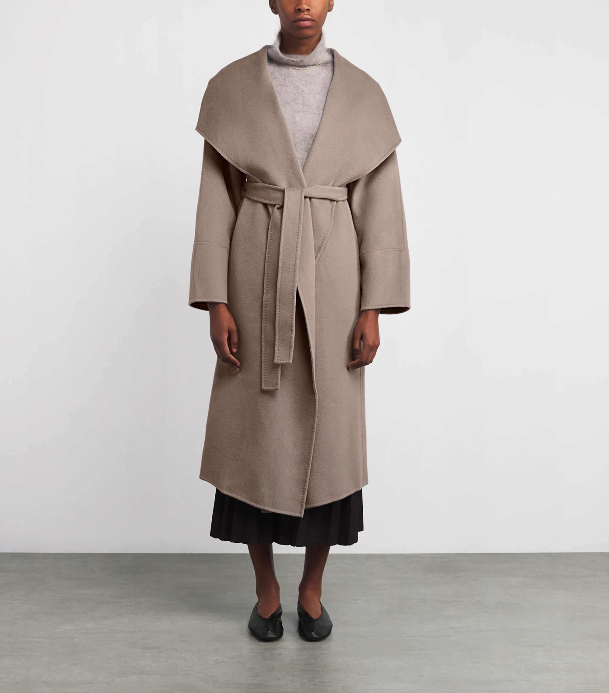 Wool-Cashmere Long Coat DARK SAND Image 3