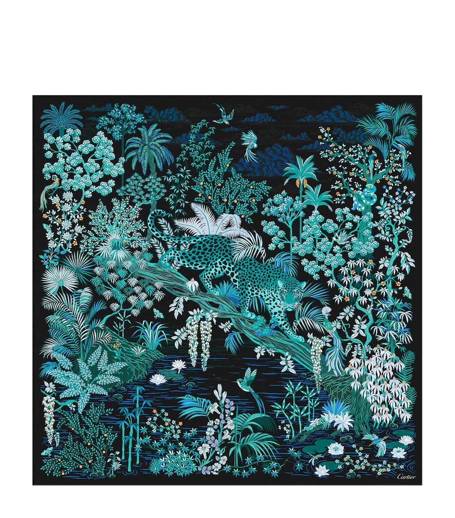 Cartier Silk Panther Scarf Blue Image 1