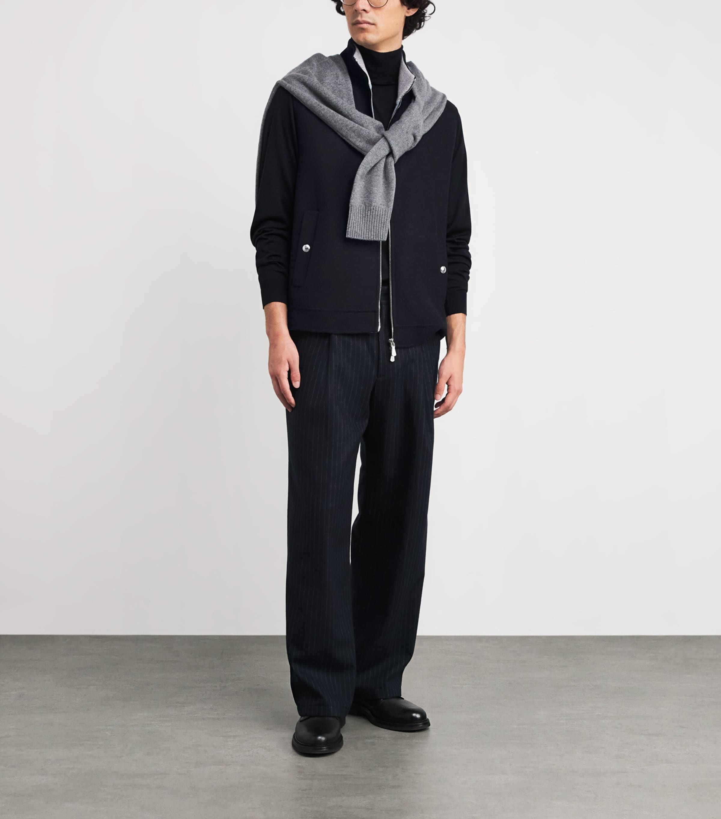 Wool Two-Way Zip Gilet BLU, ZUCCHERO Image 2