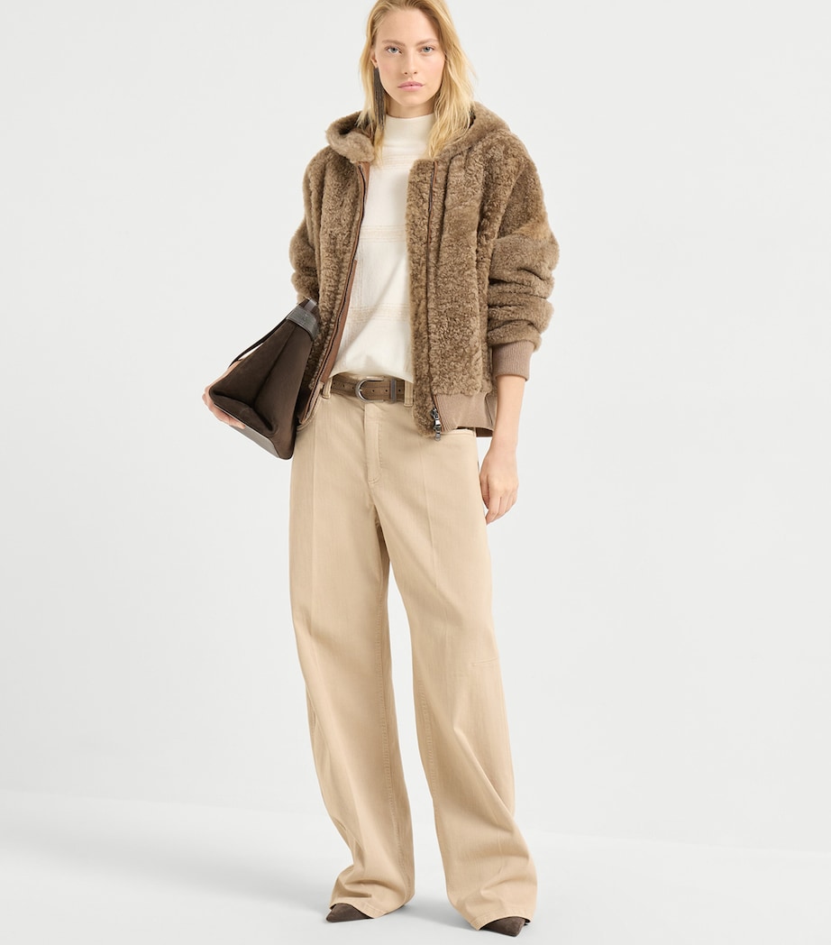 Brunello Cucinelli Womens Garment-Dyed Wide-Leg Jeans Image 2