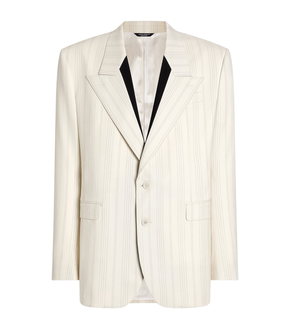 Dolce&Gabbana Mens Virgin Wool Pinstripe Double-Breasted Blazer Striped Image 1