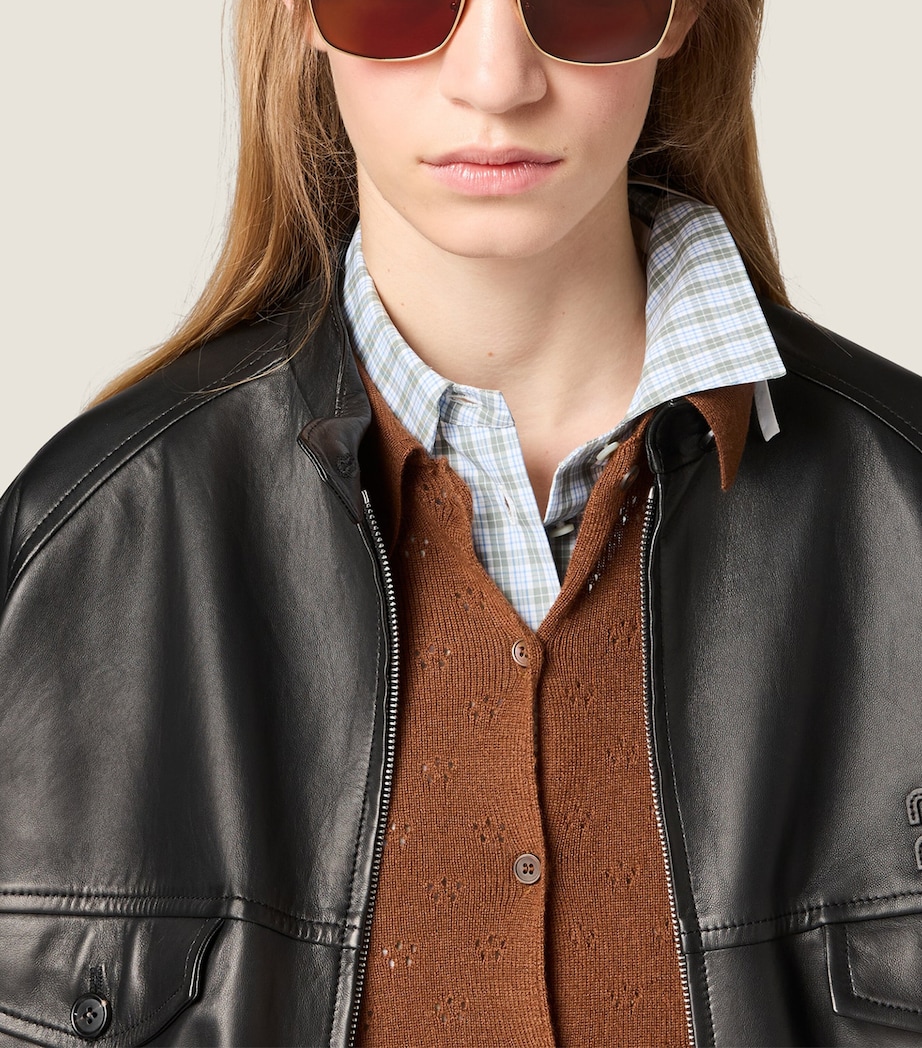 Miu Miu Womens Nappa Leather Blouson Jacket Black Image 4
