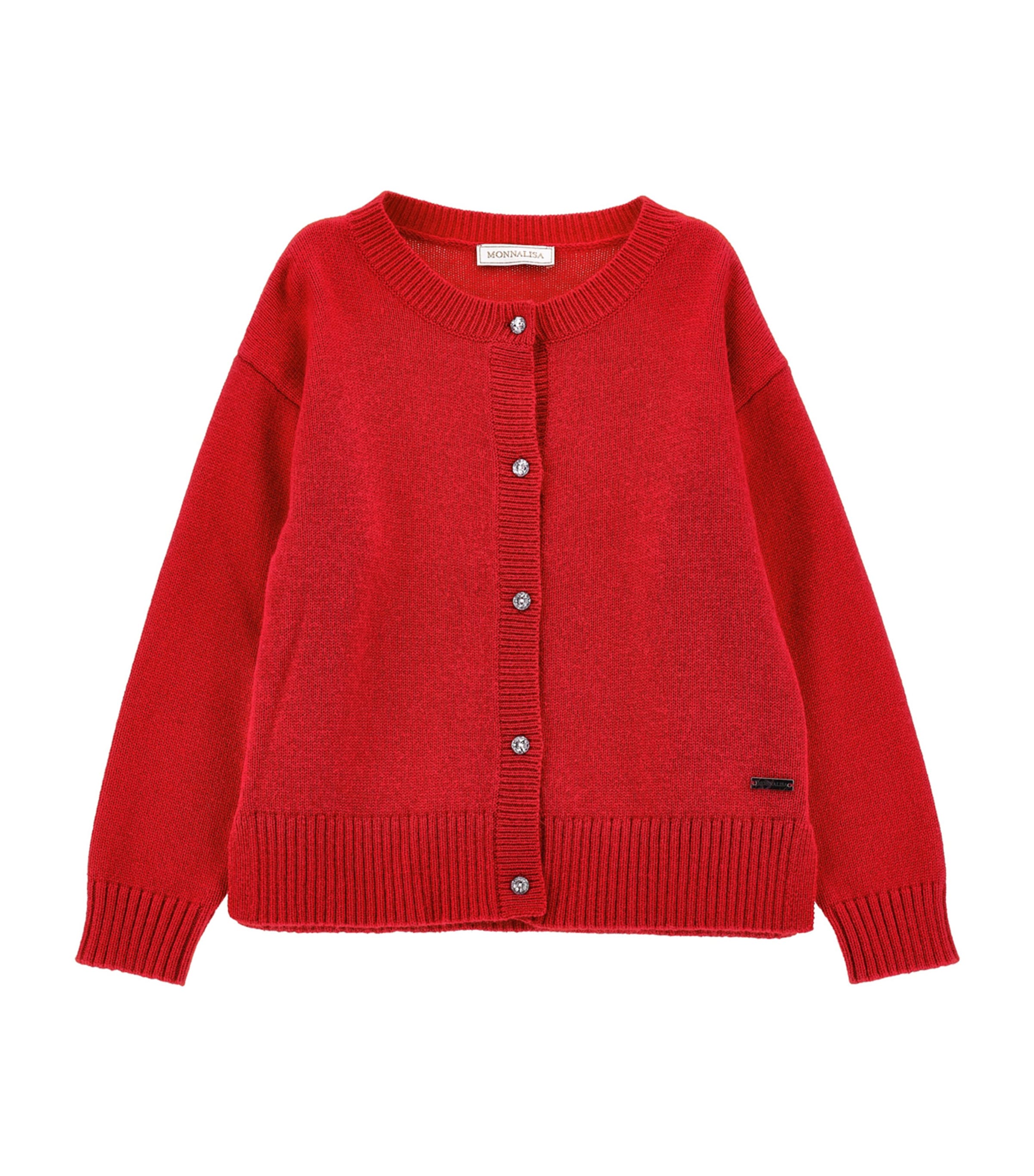 Monnalisa Kids' Angora-blend Crystal-button Cardigan In Red