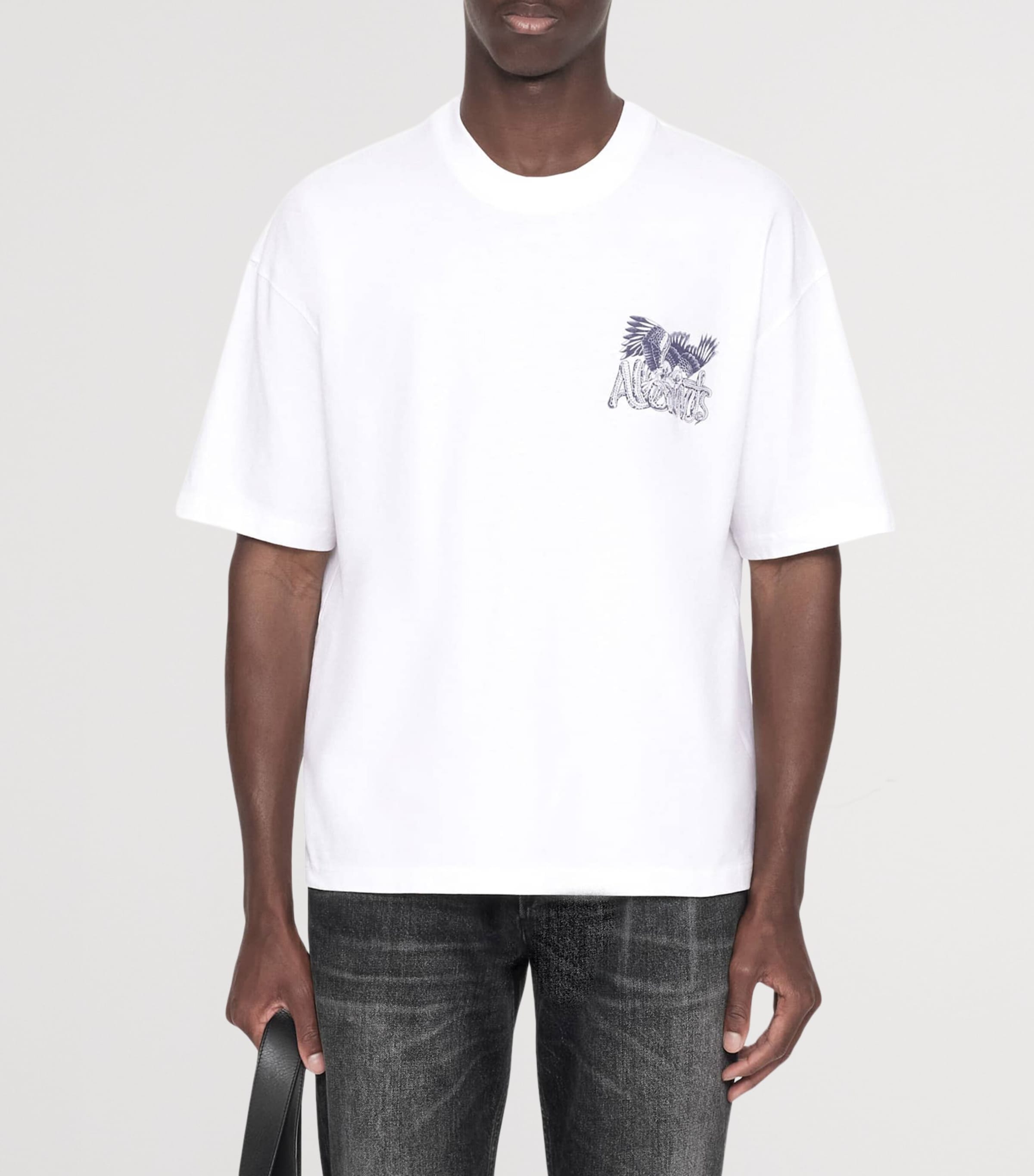 AllSaints Mens Organic Cotton Battles T-Shirt Optic White Image 3