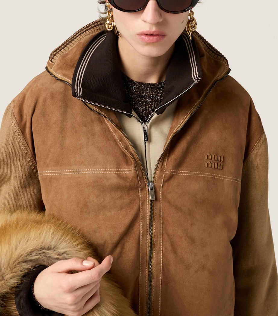 Wool-Leather Zip Cardigan F04V6 Image 4