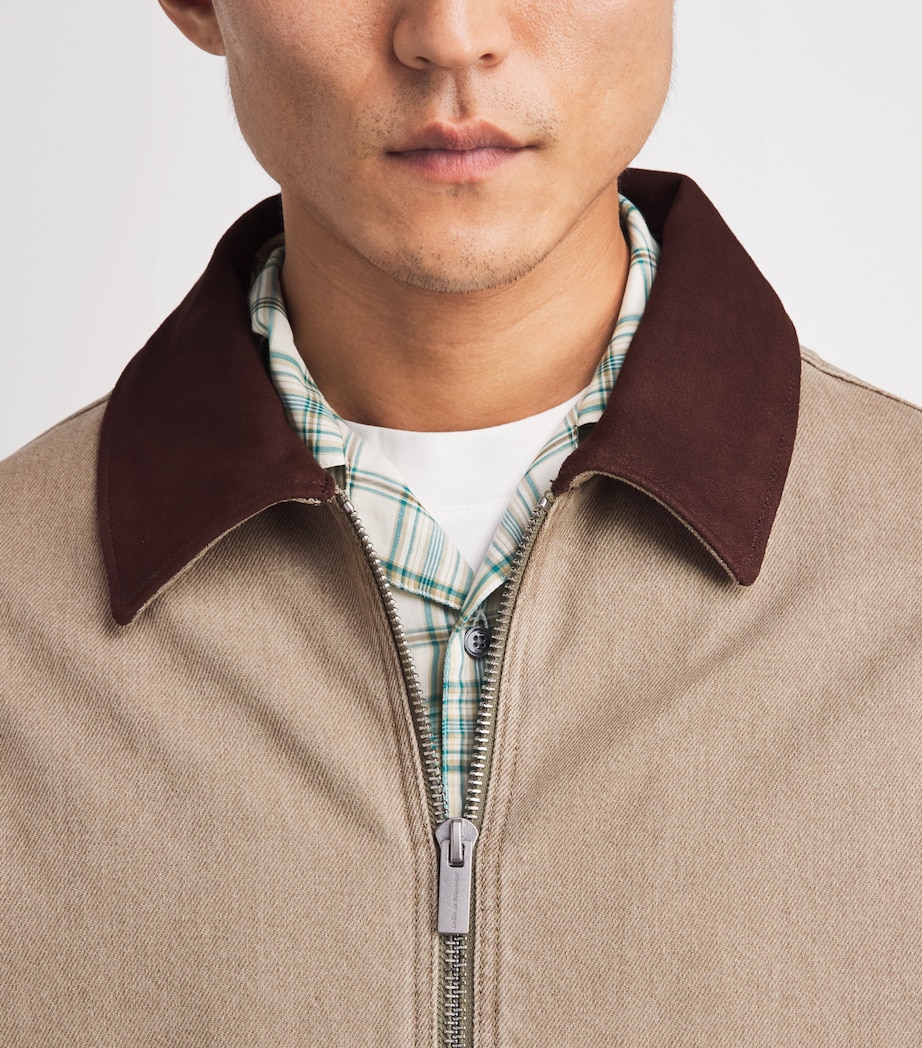 Drôle de Monsieur Mens Cord-Collar Denim Jacket Kaki Image 3