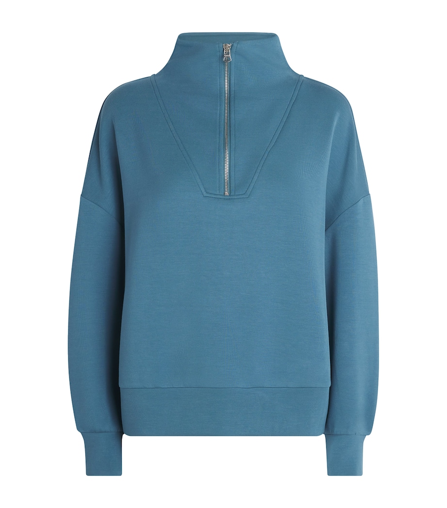 Varley Womens DoubleSoft Hawley Half-Zip Sweatshirt Mallard Blue Image 1
