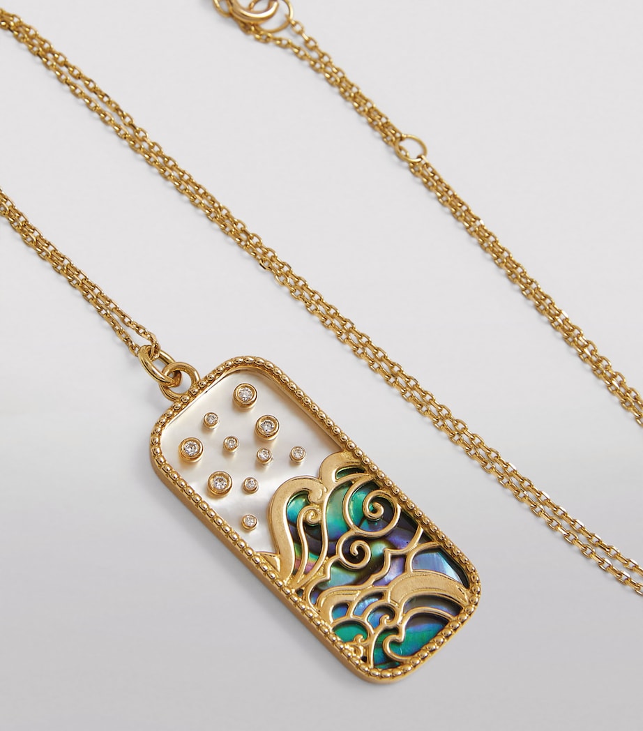 Yellow Gold, Diamond and Mother-of-Pearl Elements of Love Water Pendant Necklace YELLOW GOLD Image 6