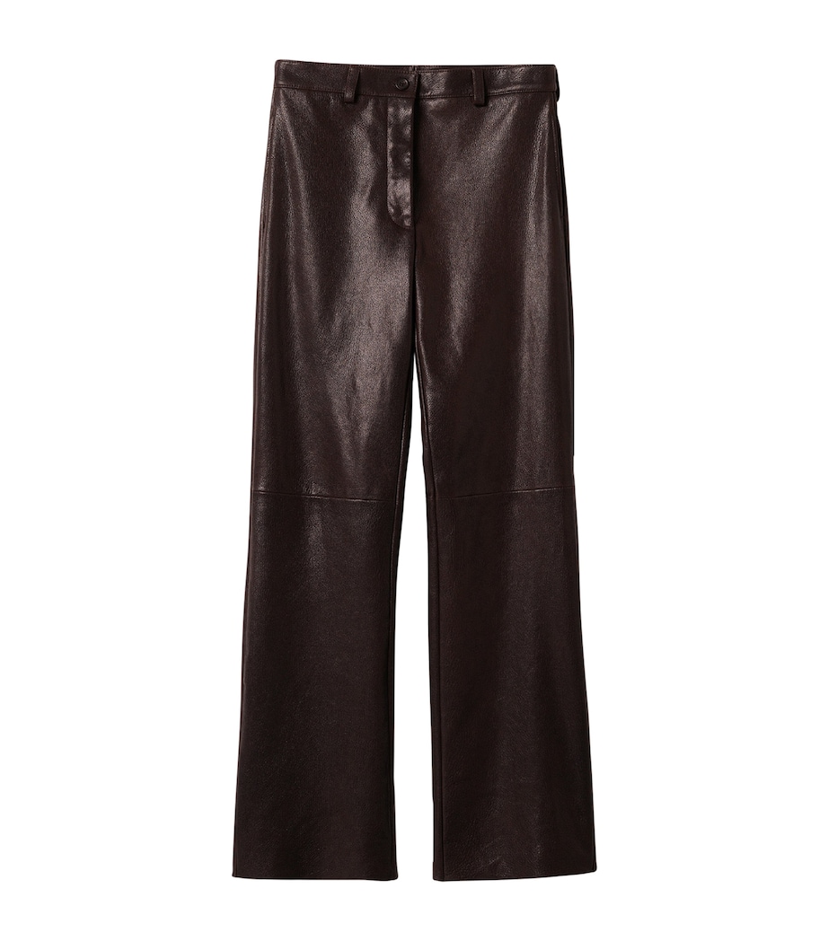Miu Miu Womens Leather Trousers Brown Image 1