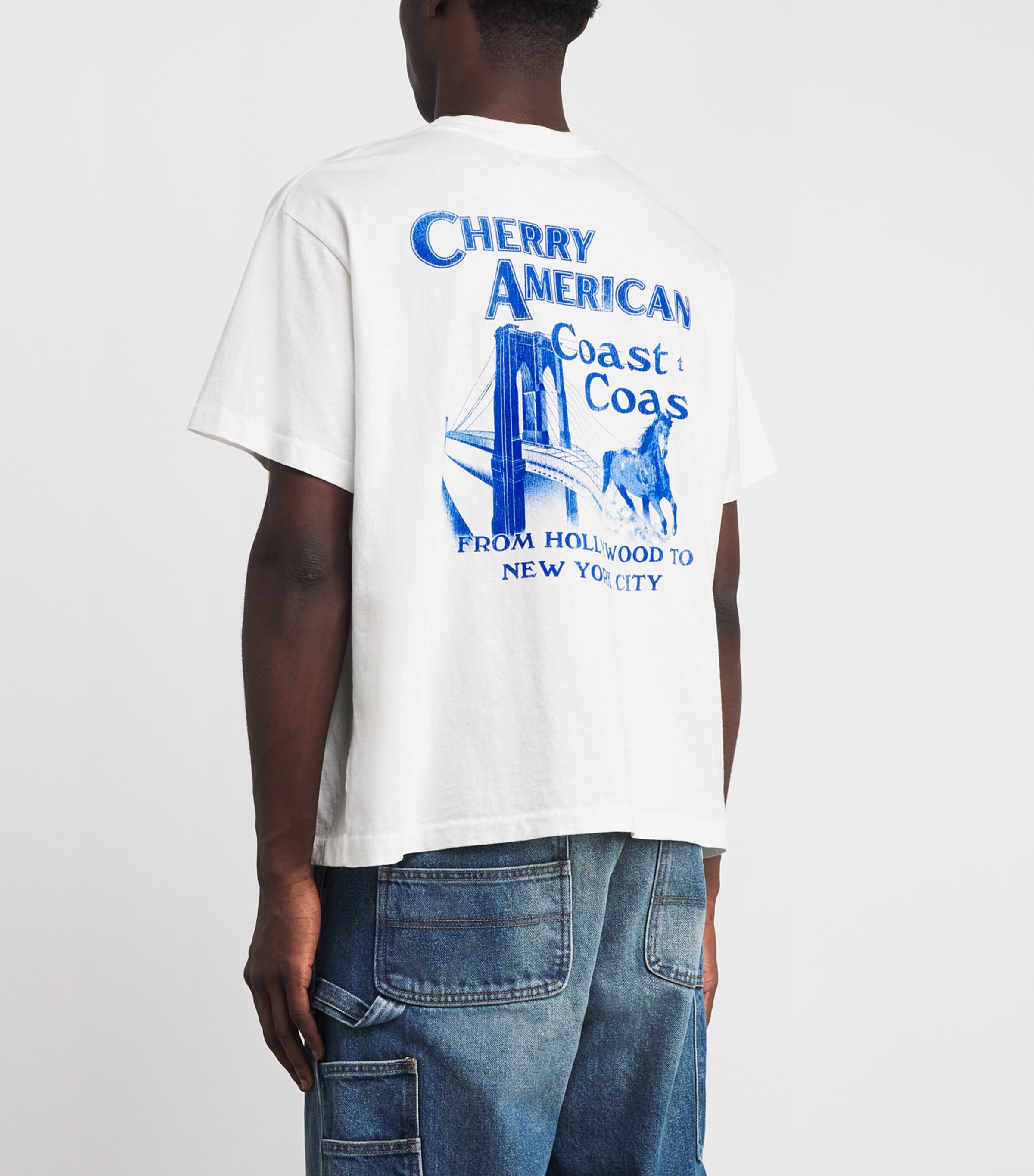 Cotton Logo Print Coast to Coast T-Shirt VINTAGE WHITE Image 4