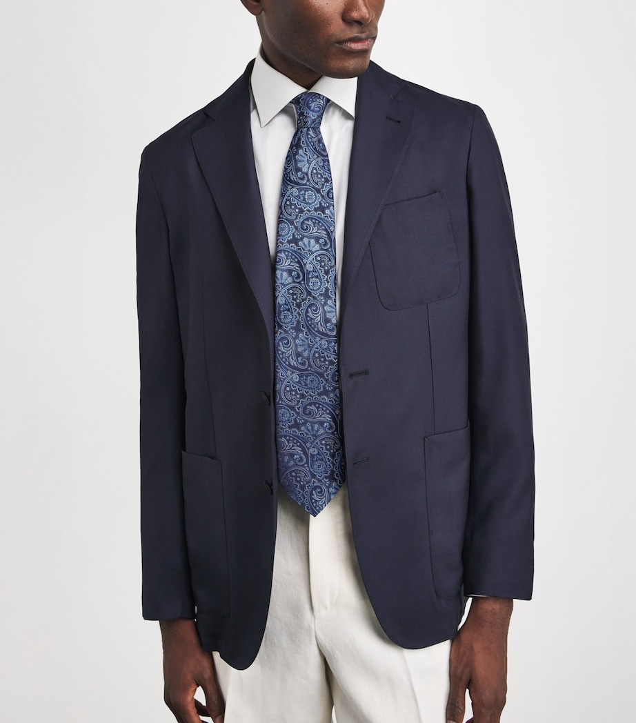 Eton Silk Paisley Tie Navy Blue Image 2