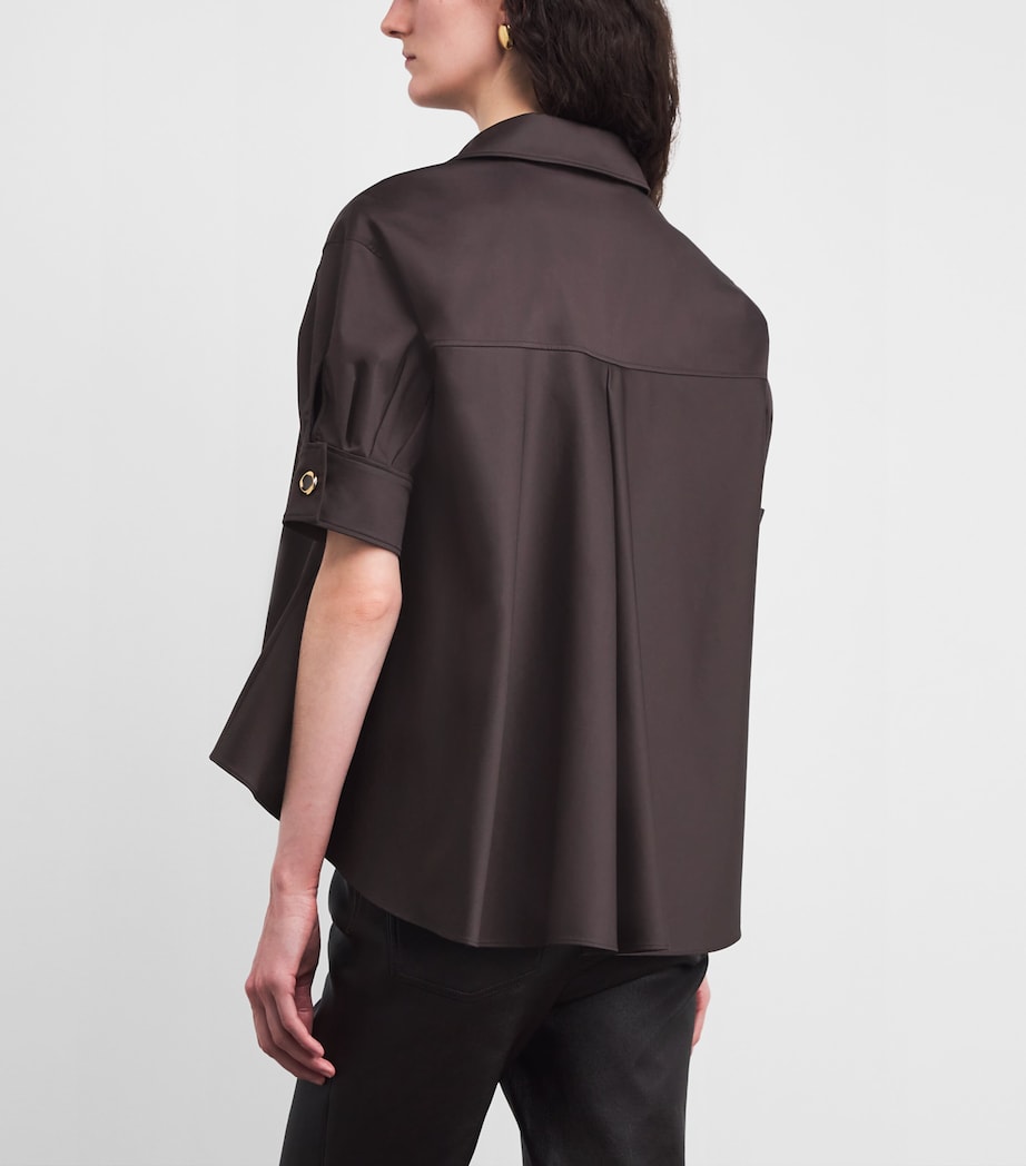 Agnona Womens Stretch-Cotton Polo Top Brown Chocolate Image 4