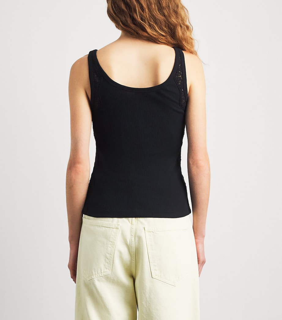 Sandro Paris Womens Lace-Detail Tank Top Black Image 5
