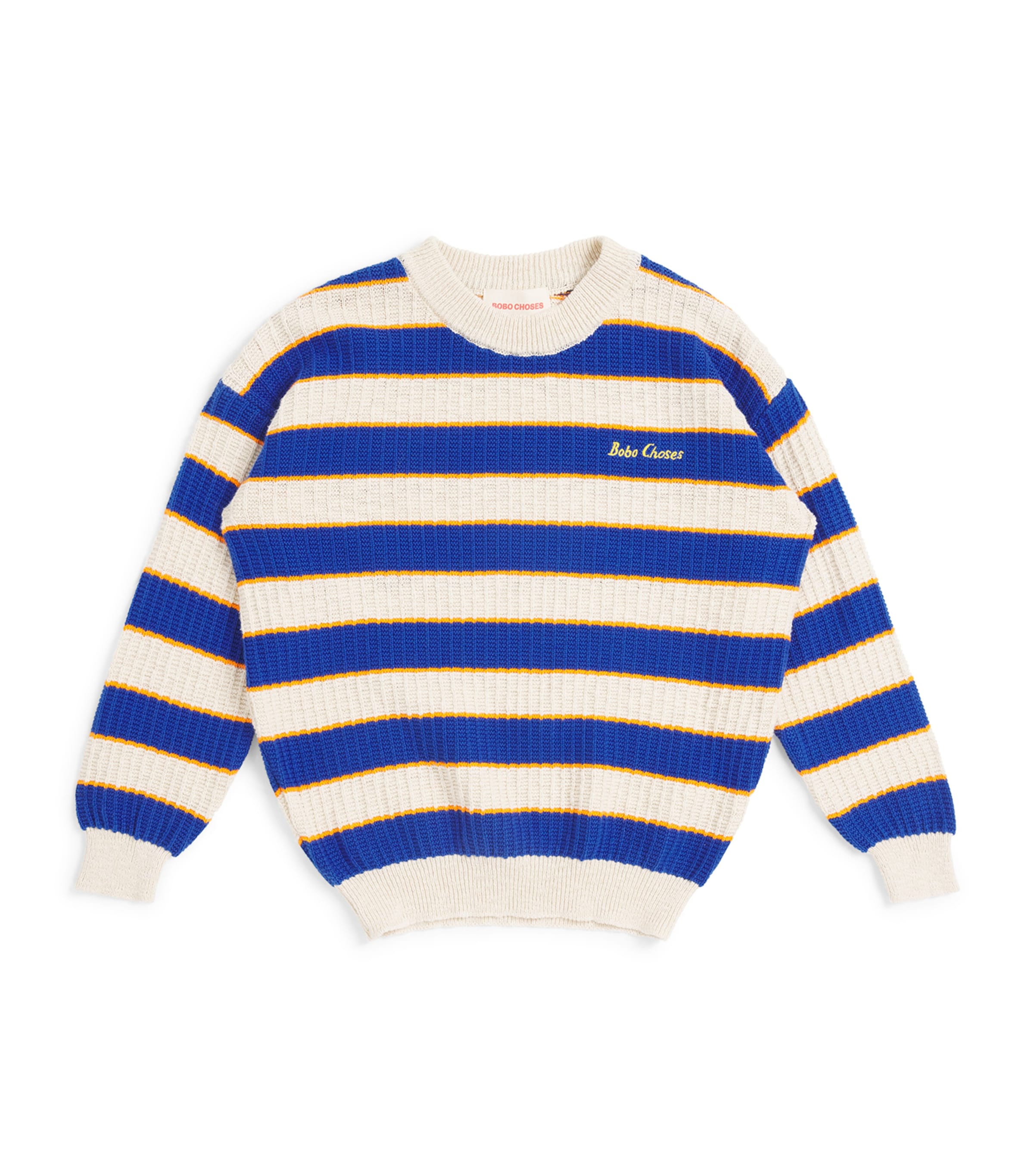Cotton Stripe Logo Sweater (6-7 Years) BLUE Image 1