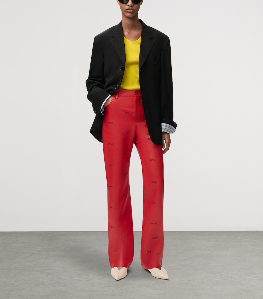LOEWE Womens Wool-Blend Layered-Cuff Blazer Black Image 2