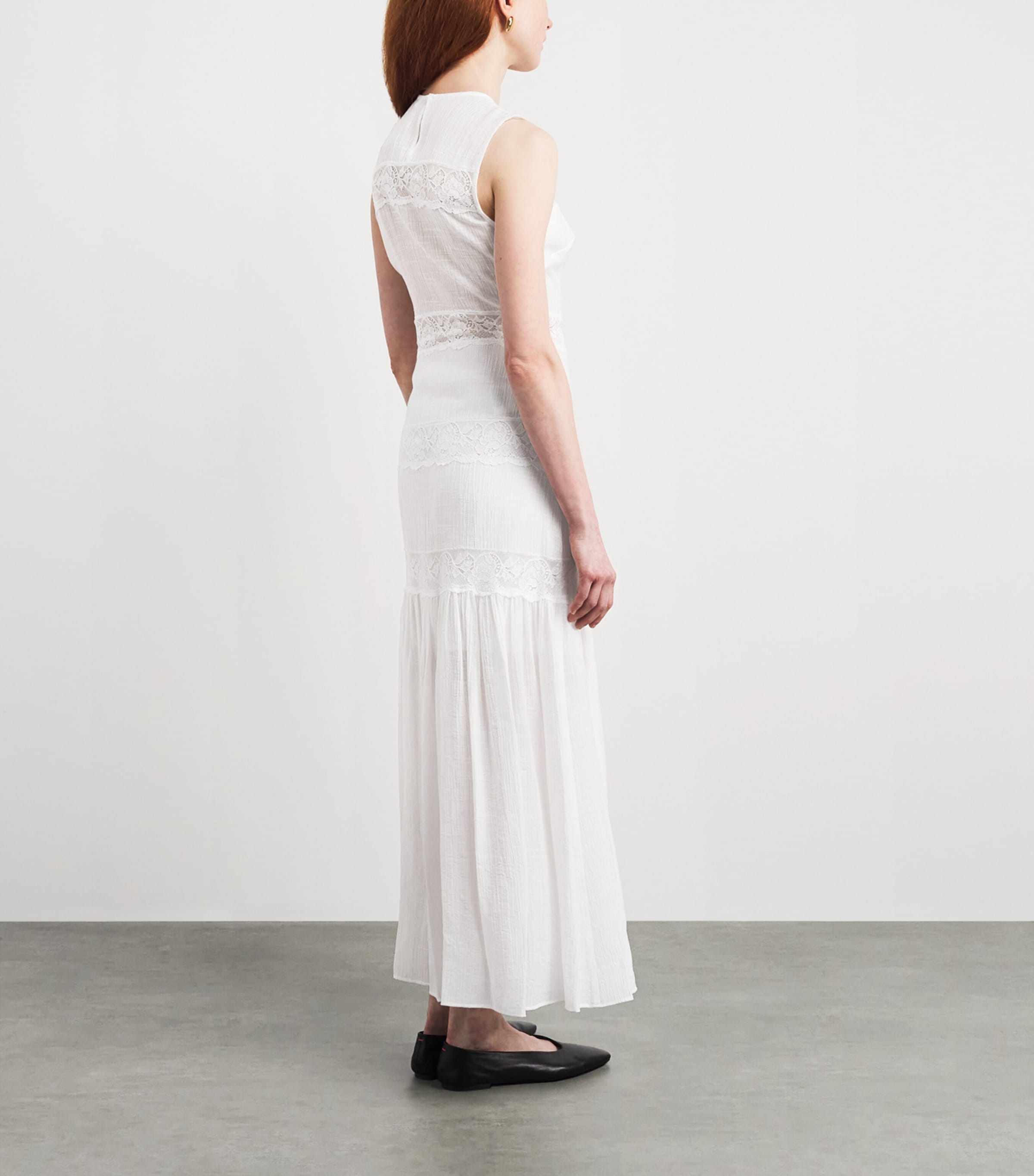 Sandro Paris Womens Crepon Maxi Dress White Image 4