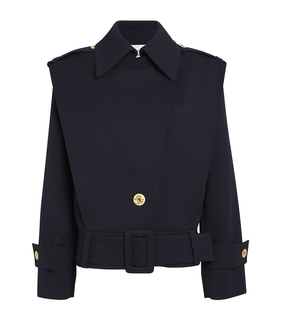 Virgin Wool Belted Jacket 699N NAVY BLACK Image 1