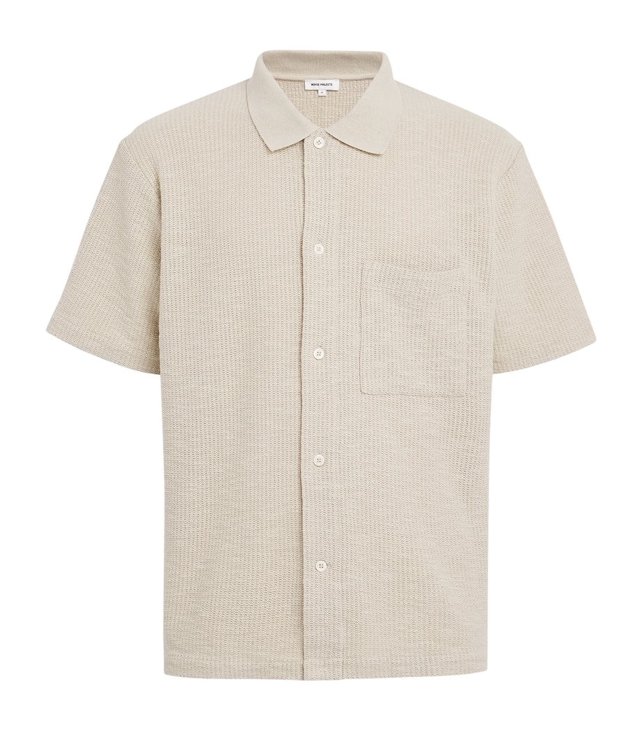 Officine Generale Mens Crochet Button-Up Shirt Ecru Image 1