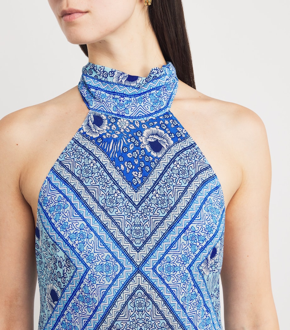 Satin Printed Maura Midi Dress BOHO SCARF BLUE Image 4