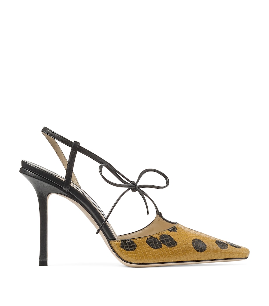 Jimmy Choo Archive Collection: Leather Spotted Heeled Slingbacks Cigar/black Image 1