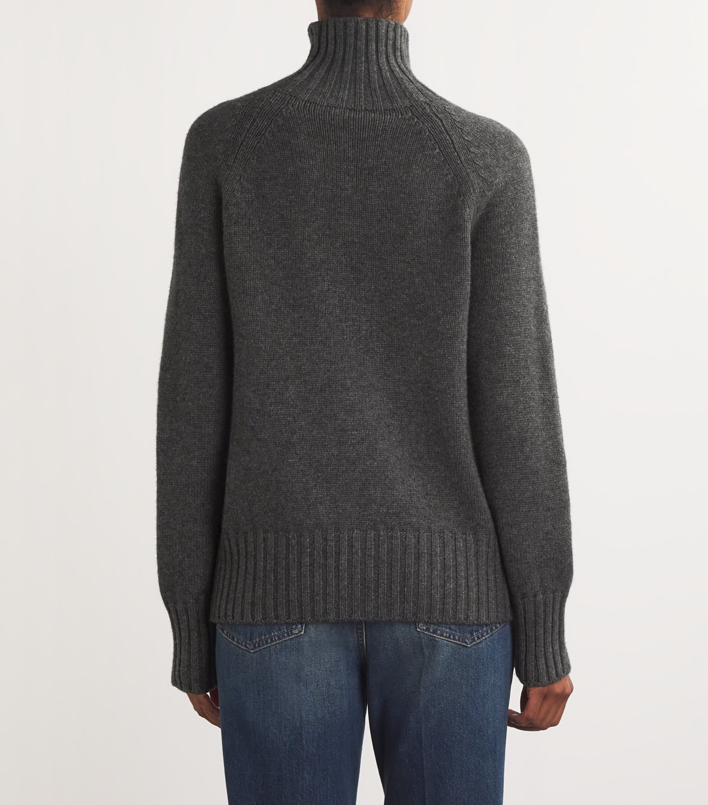 Max Mara Womens Wool-Cashmere Rollneck Sweater Medium Grey Image 4