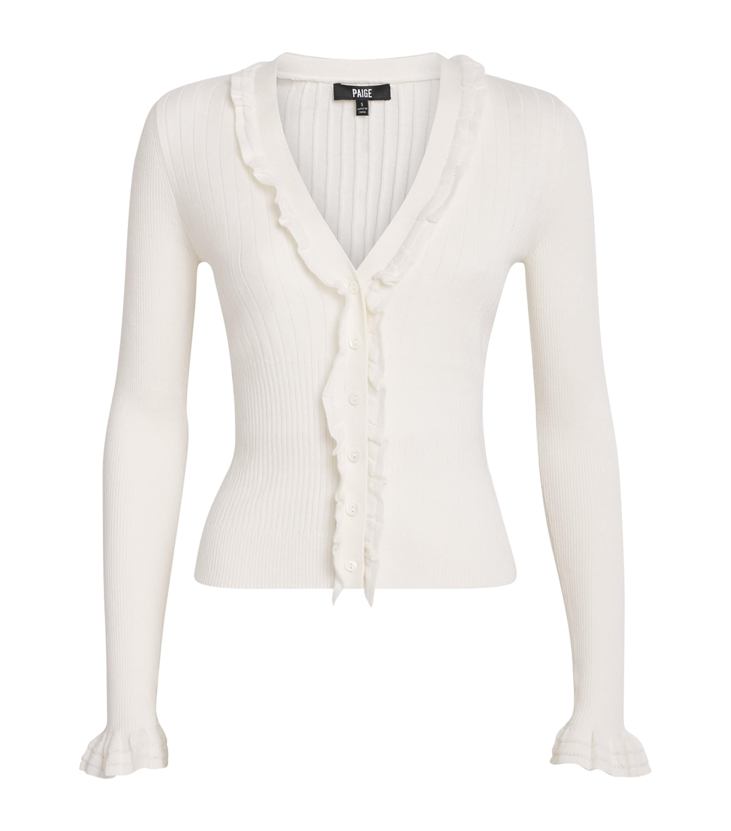 Paige Womens Antique White Demetra V-neck Cotton-blend Cardigan In White