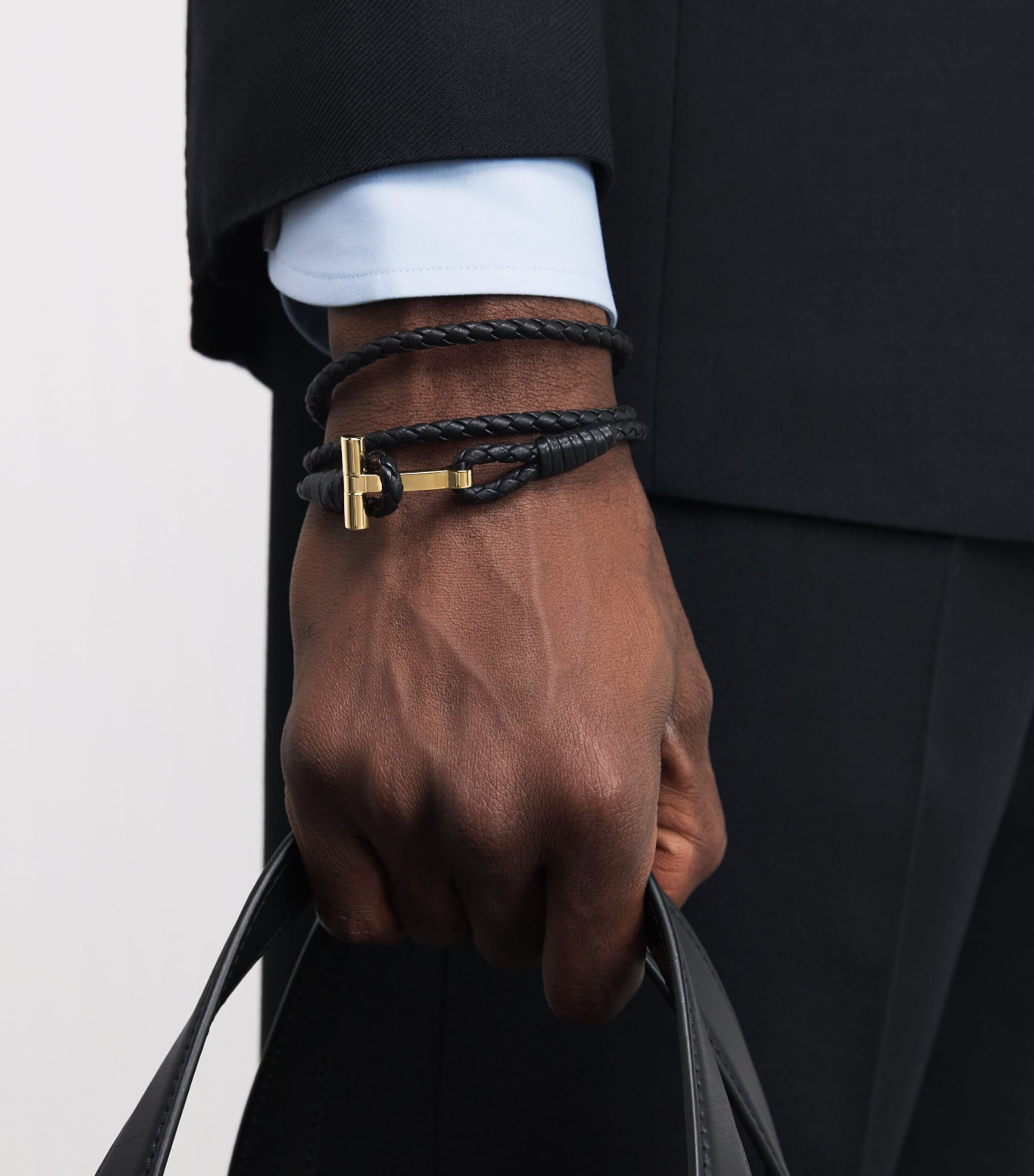 Leather Braided T Bracelet NAA Image 2