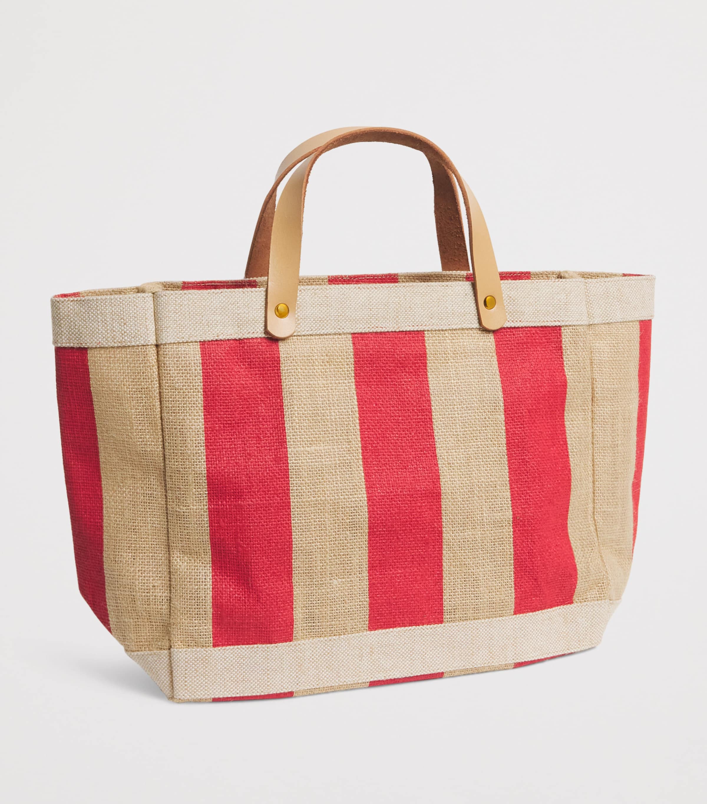 Small Canvas Stripe Knightsbridge Shopper Bag RED Image 2