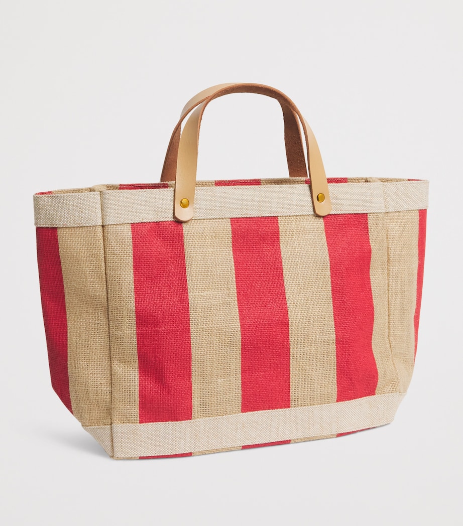 Small Canvas Stripe Knightsbridge Shopper Bag RED Image 2