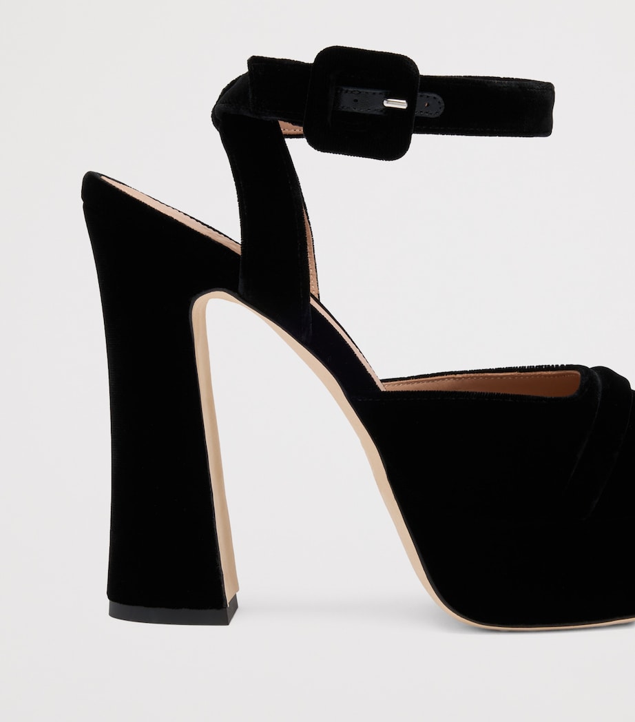Velvet Mora Buckle Slingback Heels 125 BLACK Image 5