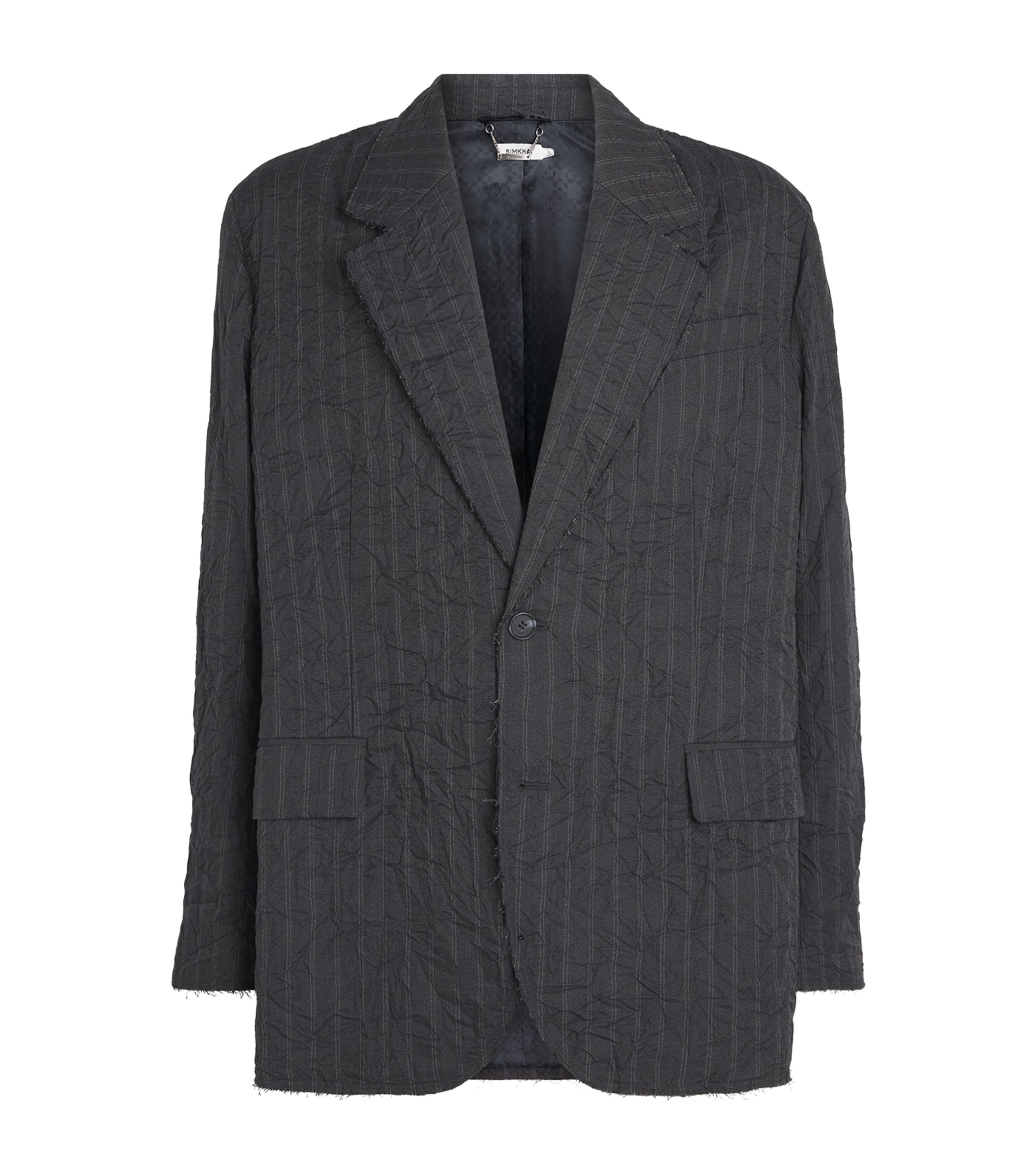 Crinkled Pinstripe Suit CHARCOAL STRIPE Image 1