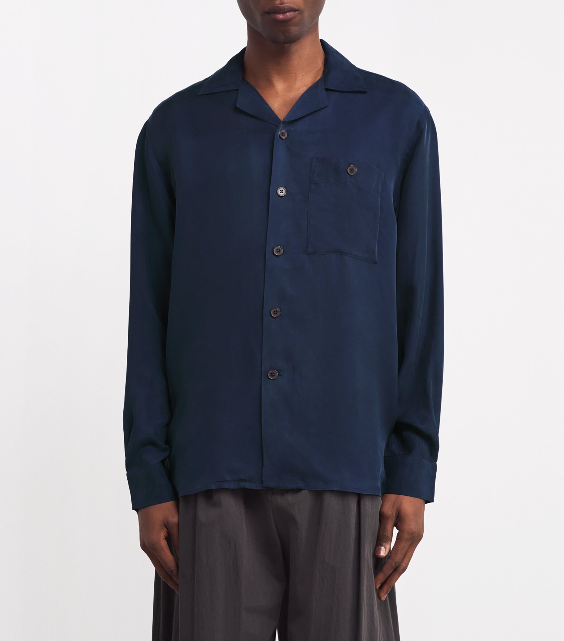Róhe Mens Long-Sleeve Shirt Indigo Image 3
