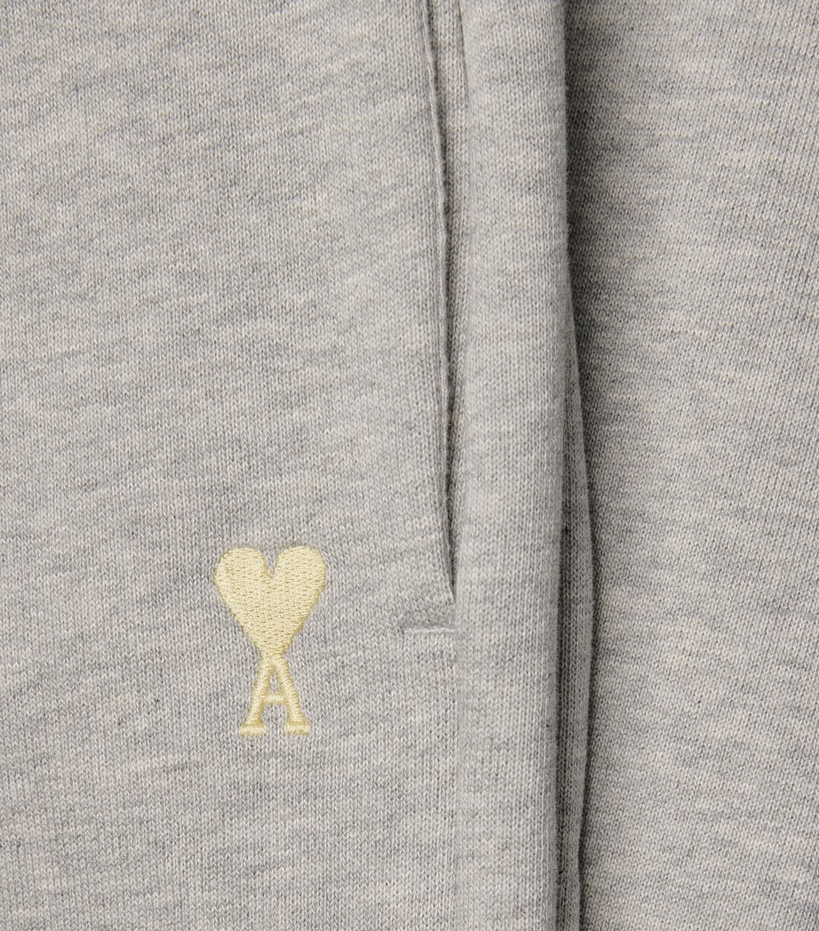 AMI Paris Mens Cotton Ami de Coeur Sweatpants Gris Chine Clair Image 6