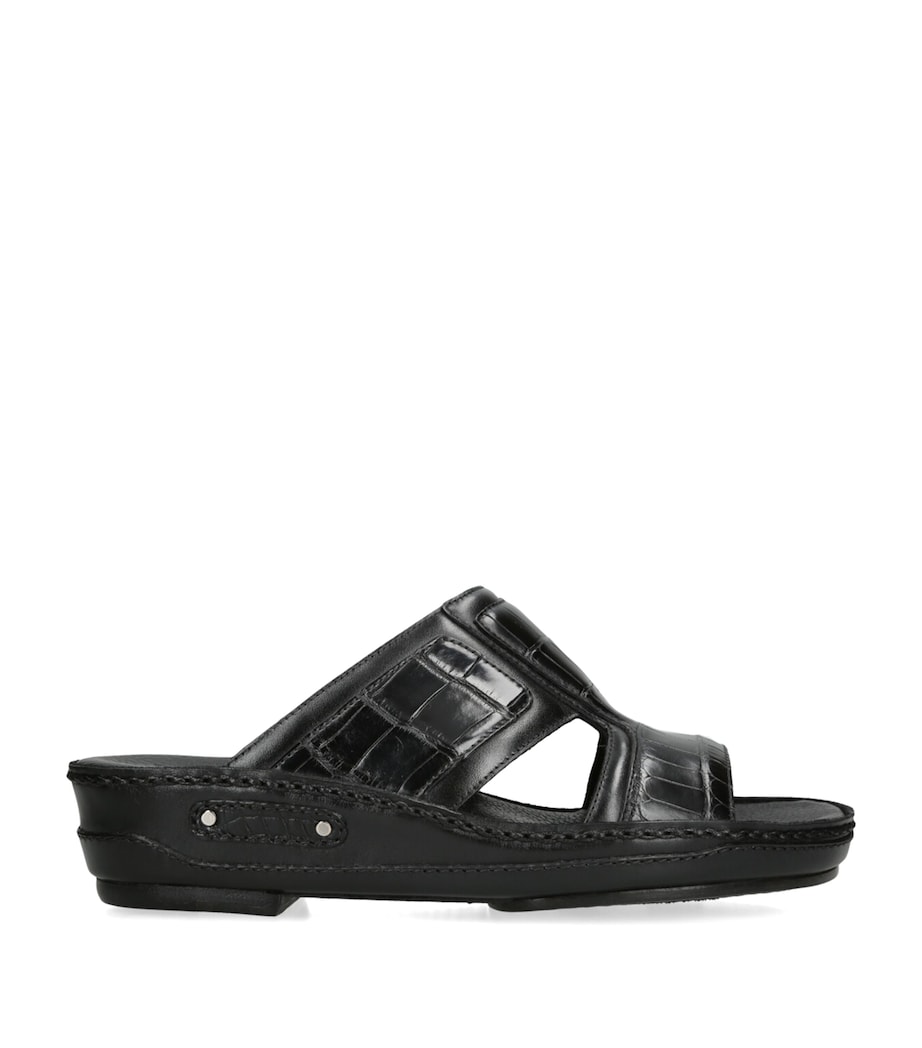 Brotini Alligator Leather Anticato Sandals Black Image 1