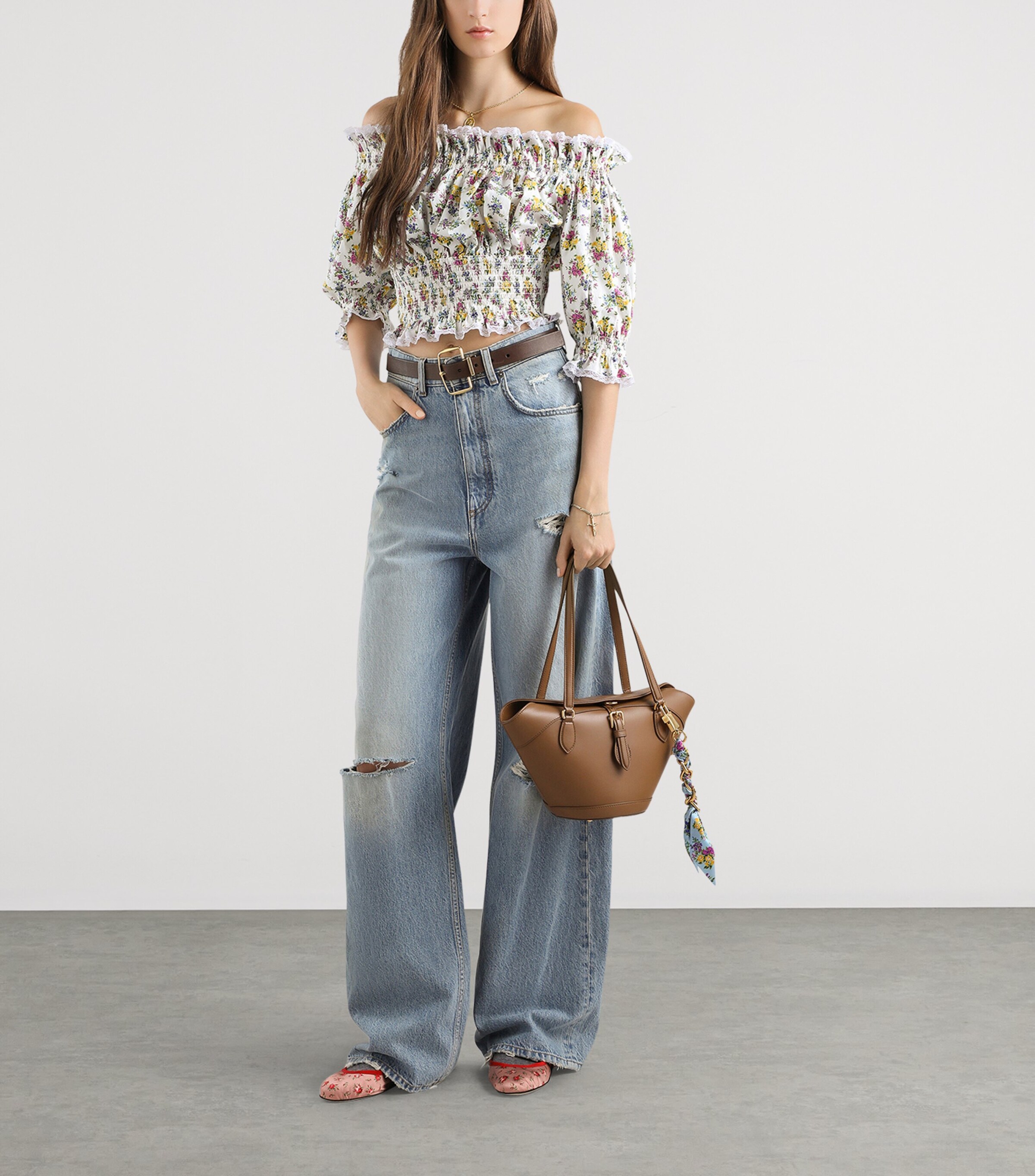 Dolce&Gabbana Womens Cotton-Blend Floral Top Fior Image 2
