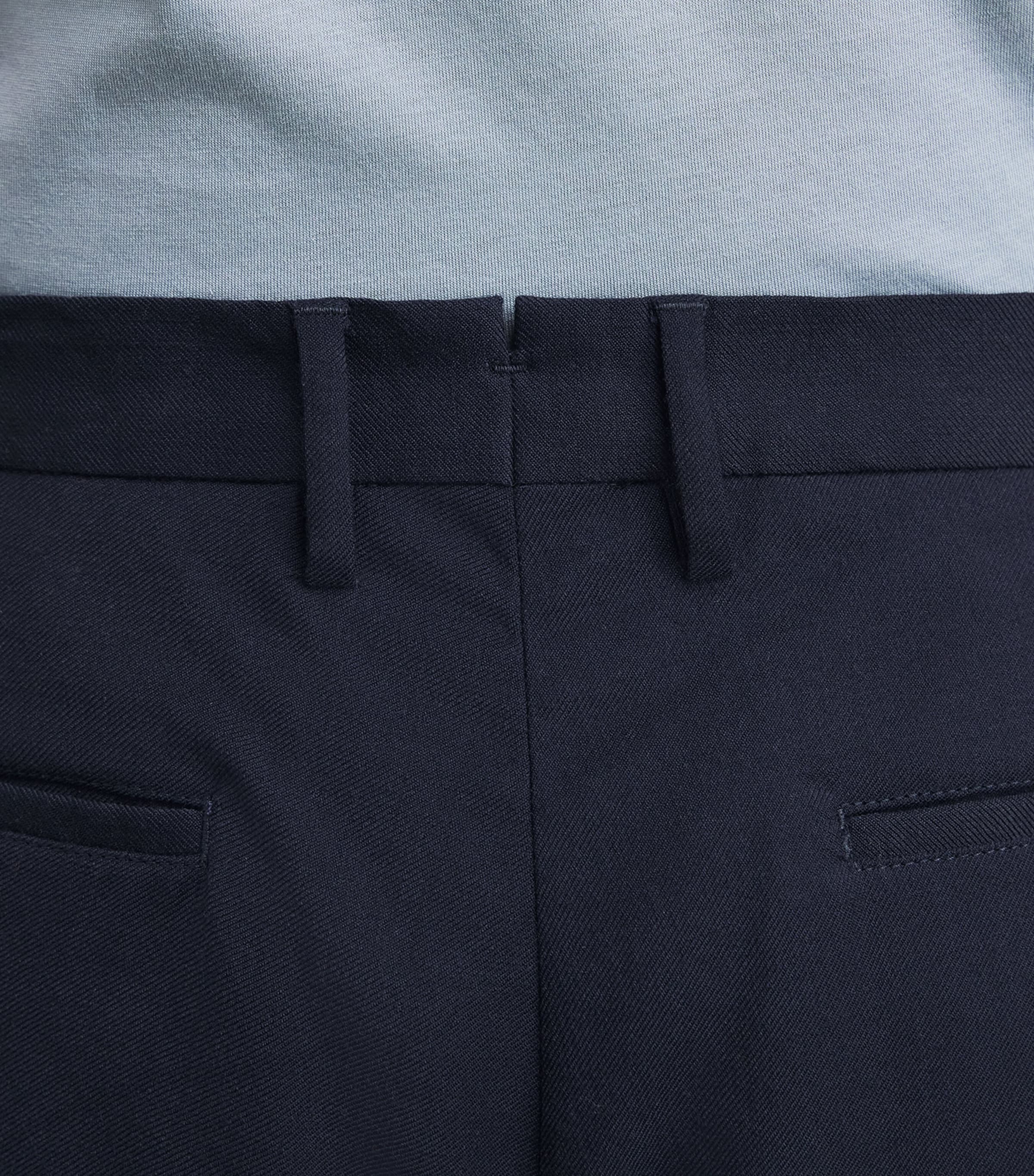 Wool Pleated Straight Trousers NAVY BUAA Image 6