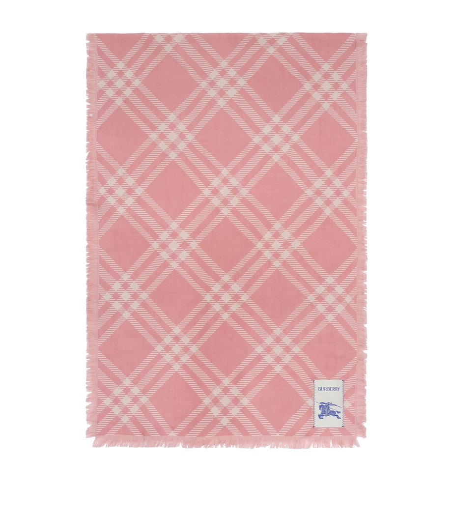 Burberry Wool-Silk Check Scarf Sugar Pink Image 1