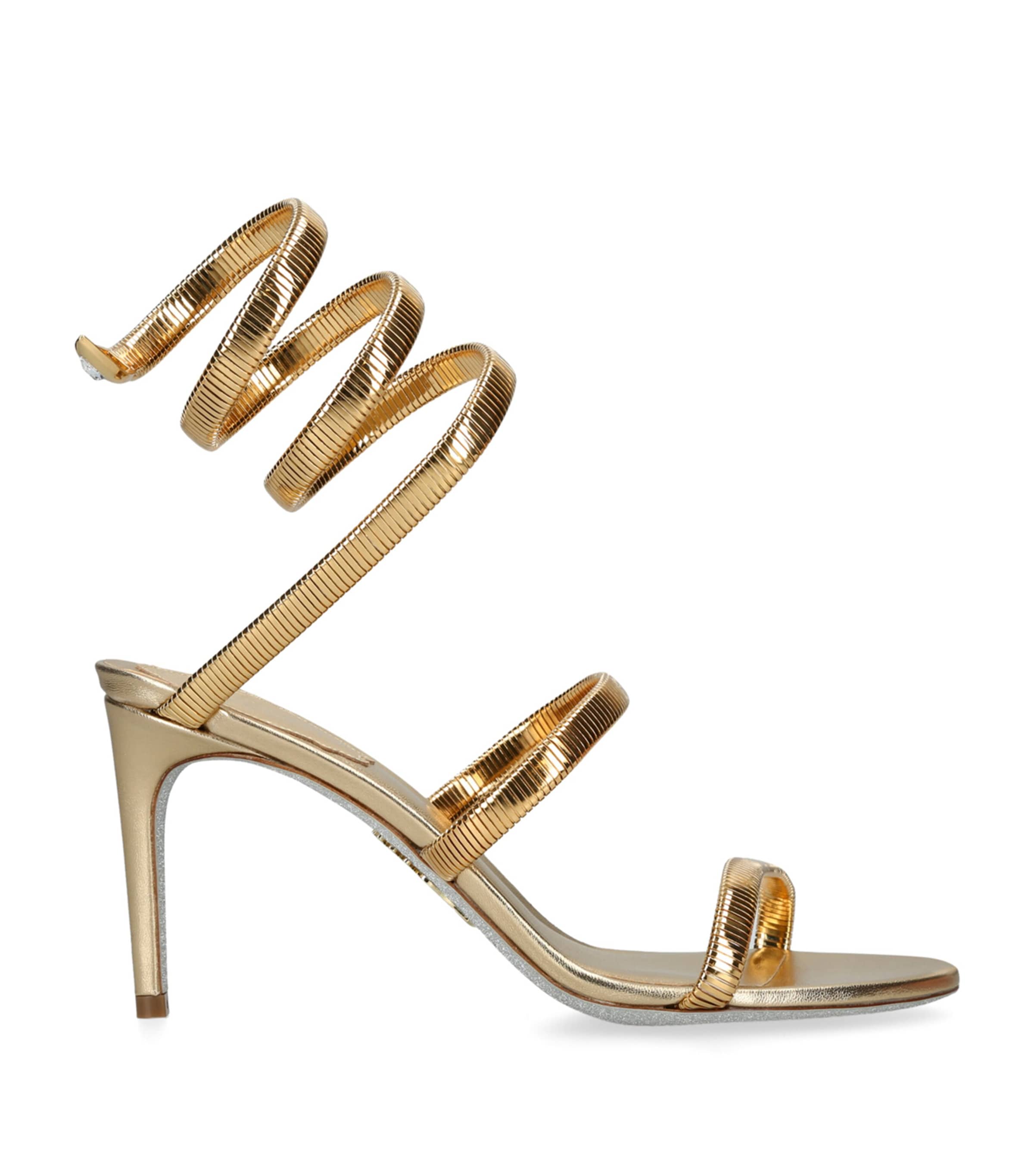 René Caovilla Gold Leather Juniper Heeled Sandals 80 | Harrods UK