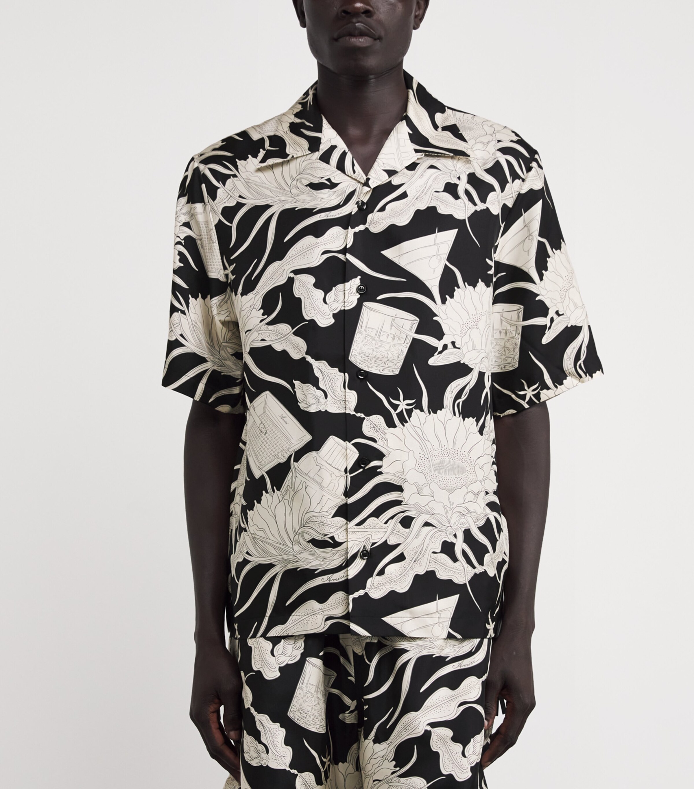 AMIRI Mens Silk Bowling Shirt Black Image 3