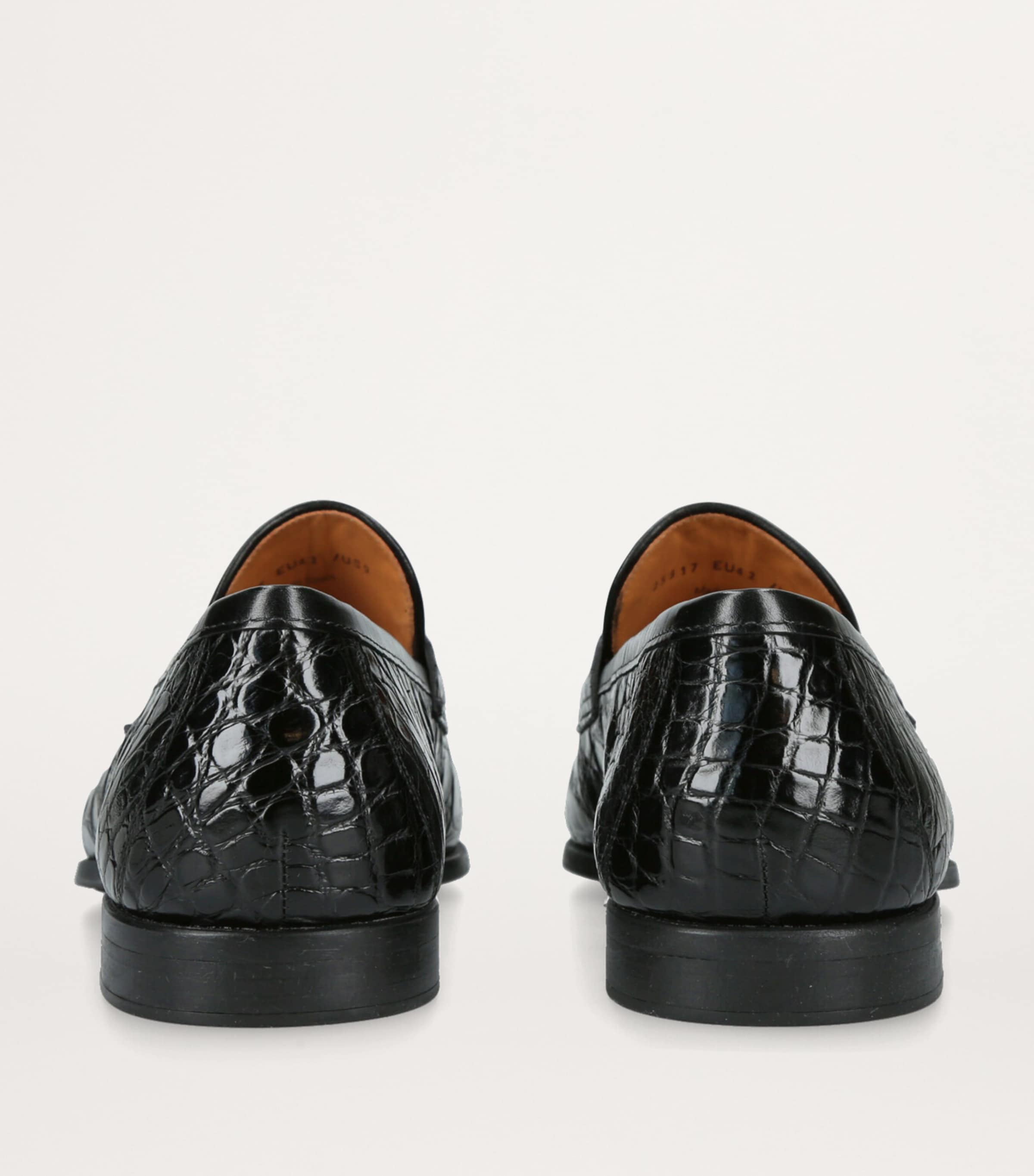Crocodile Leather Penny Loafers BLACK Image 2