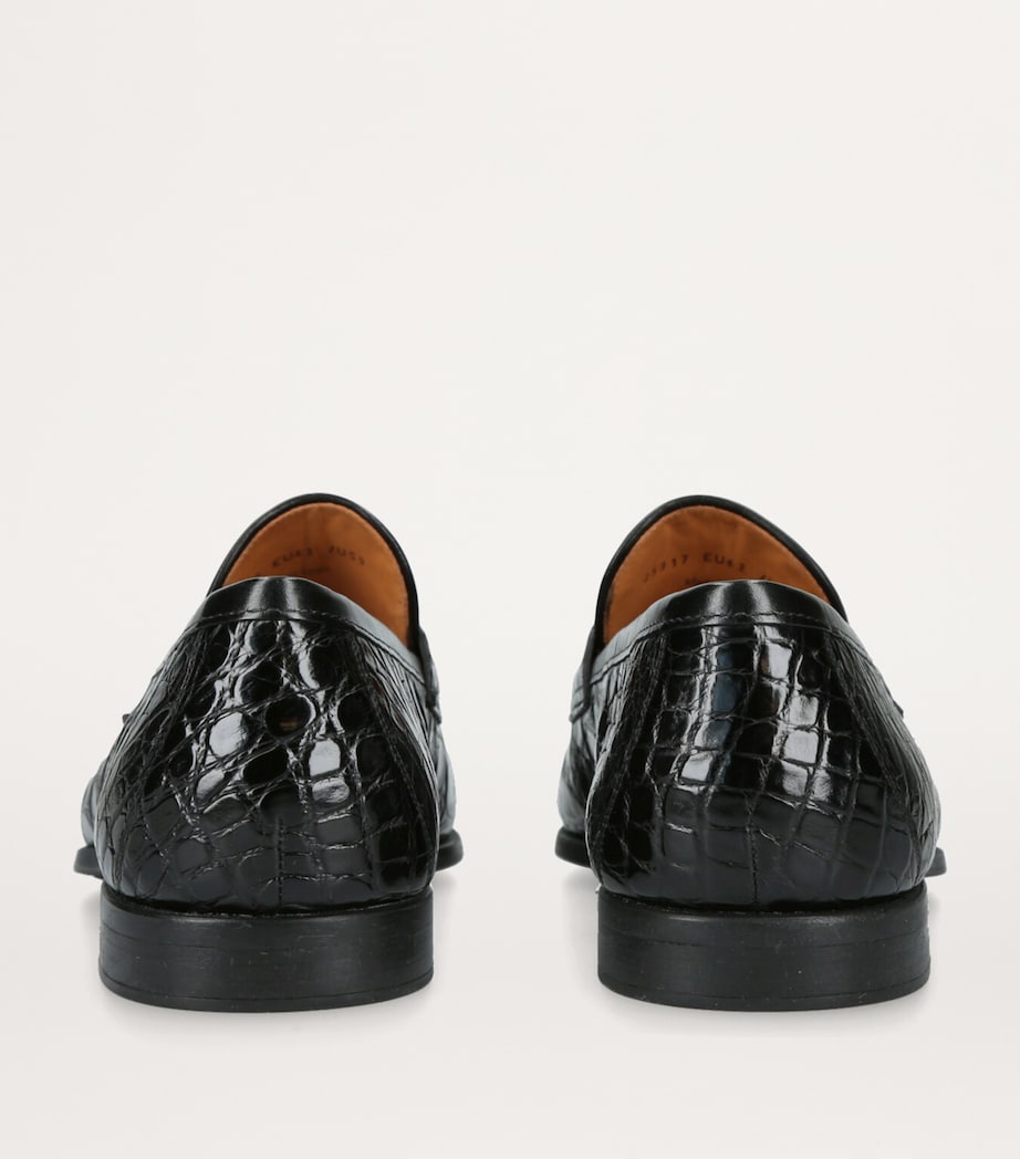 Crocodile Leather Penny Loafers BLACK Image 2