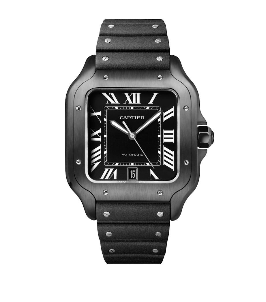 Stainless Steel Santos de Cartier Watch 39.8mm BLACK Image 2