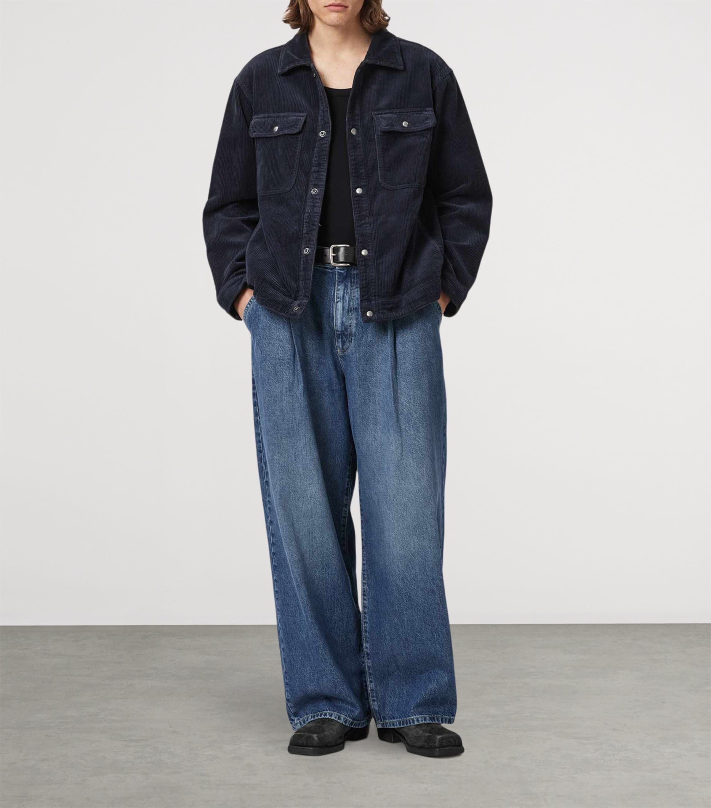 AllSaints Mens Corduroy Castleford Overshirt Moonlit Blue Image 6