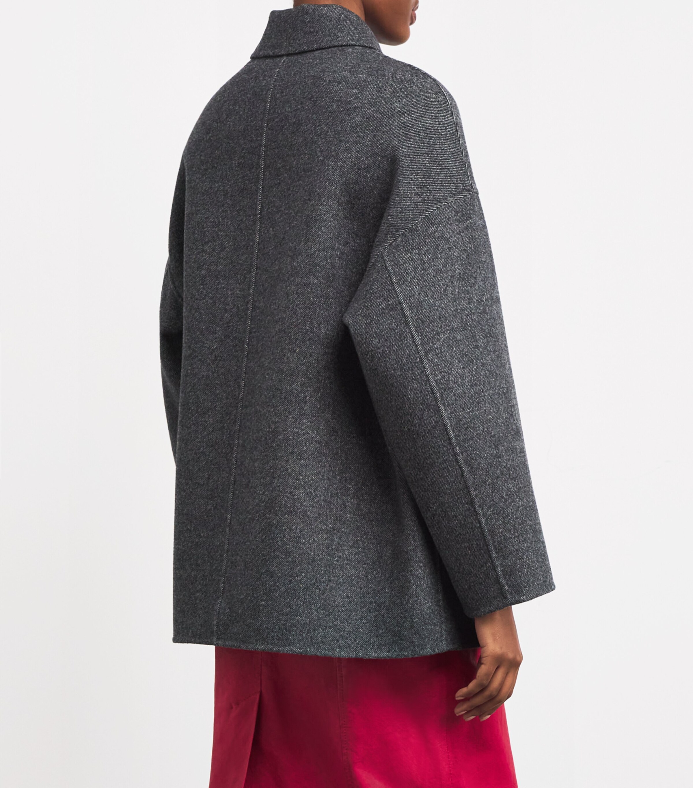 Virgin Wool Short Coat BLACK Image 4