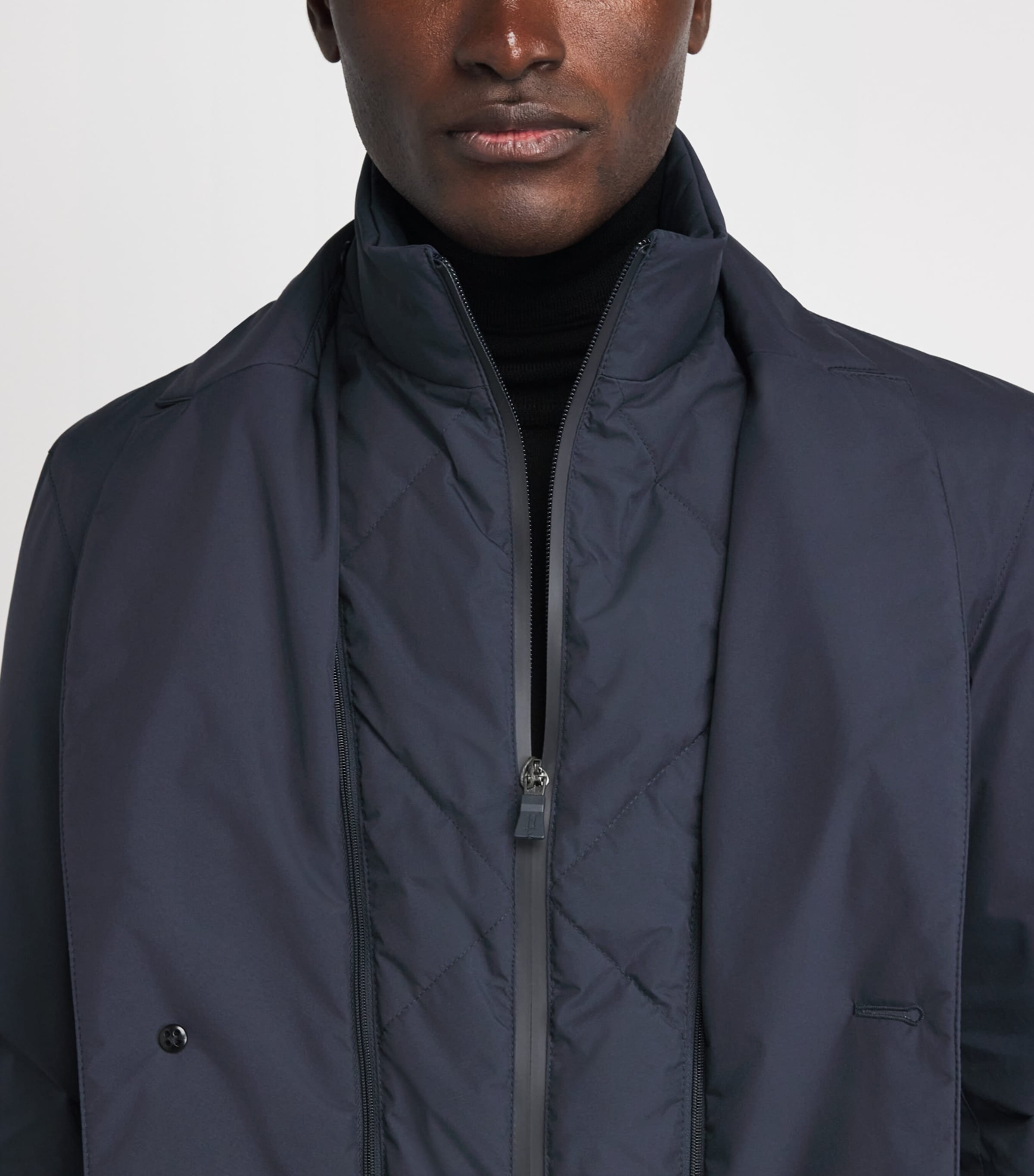 Herno Mens Waterproof 2-Layer Overcoat Blu Navy Image 3
