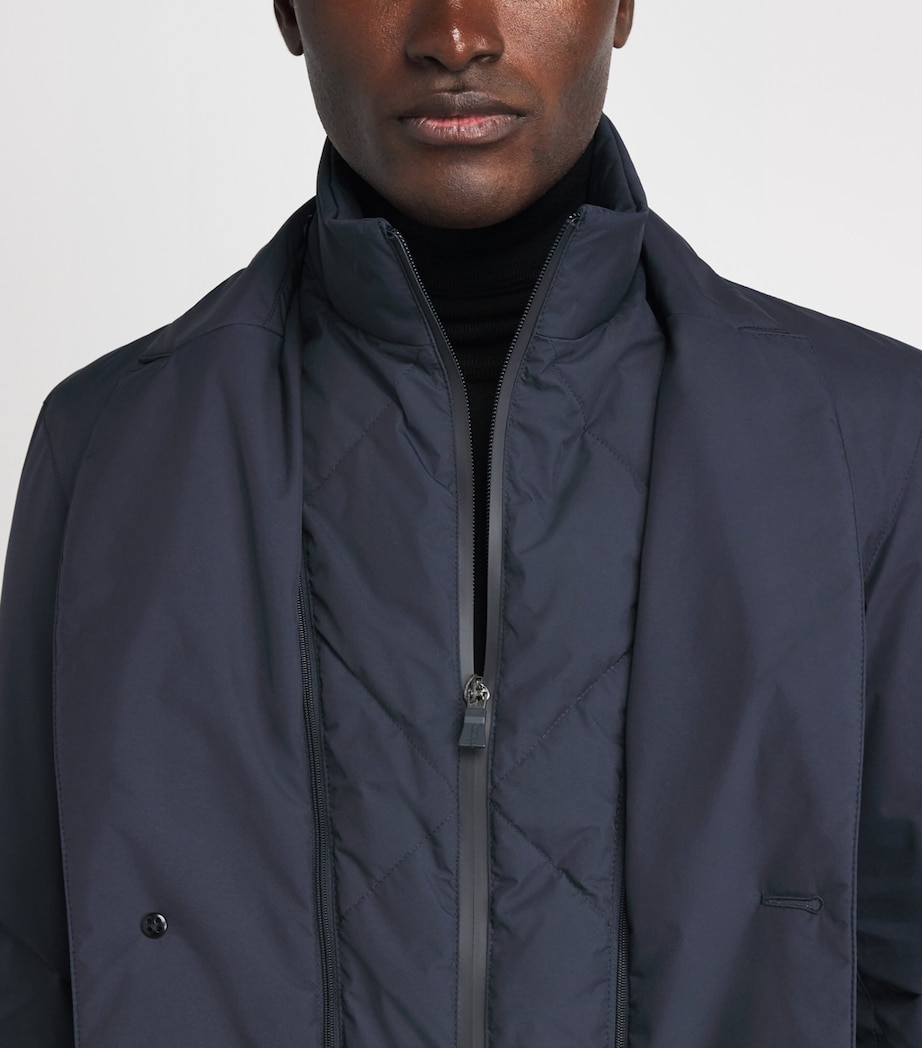 Herno Mens Waterproof 2-Layer Overcoat Blu Navy Image 3