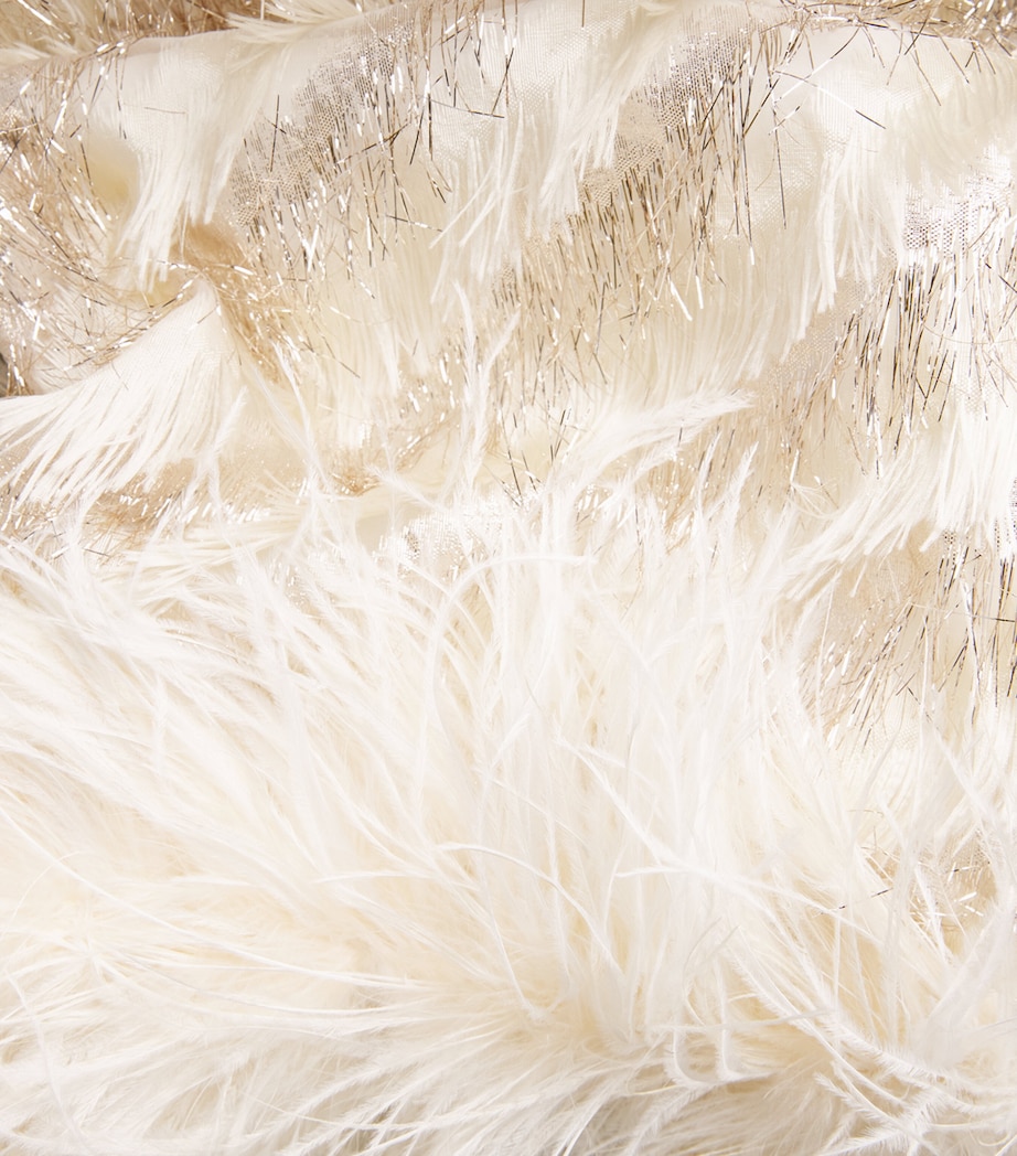Ostrich Feather Sunset Boulevard Midi Dress WHITE Image 5